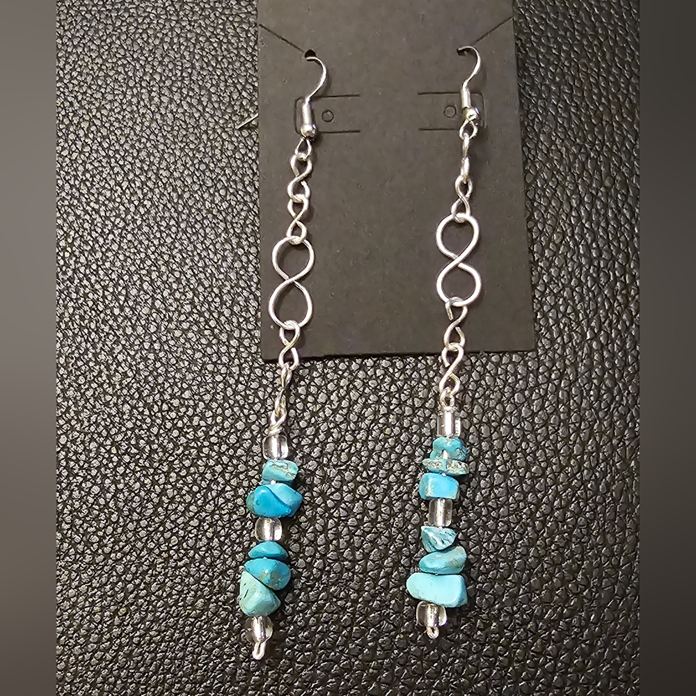 Elegant Silver and Turquoise Wagnerite Dangle Earrings